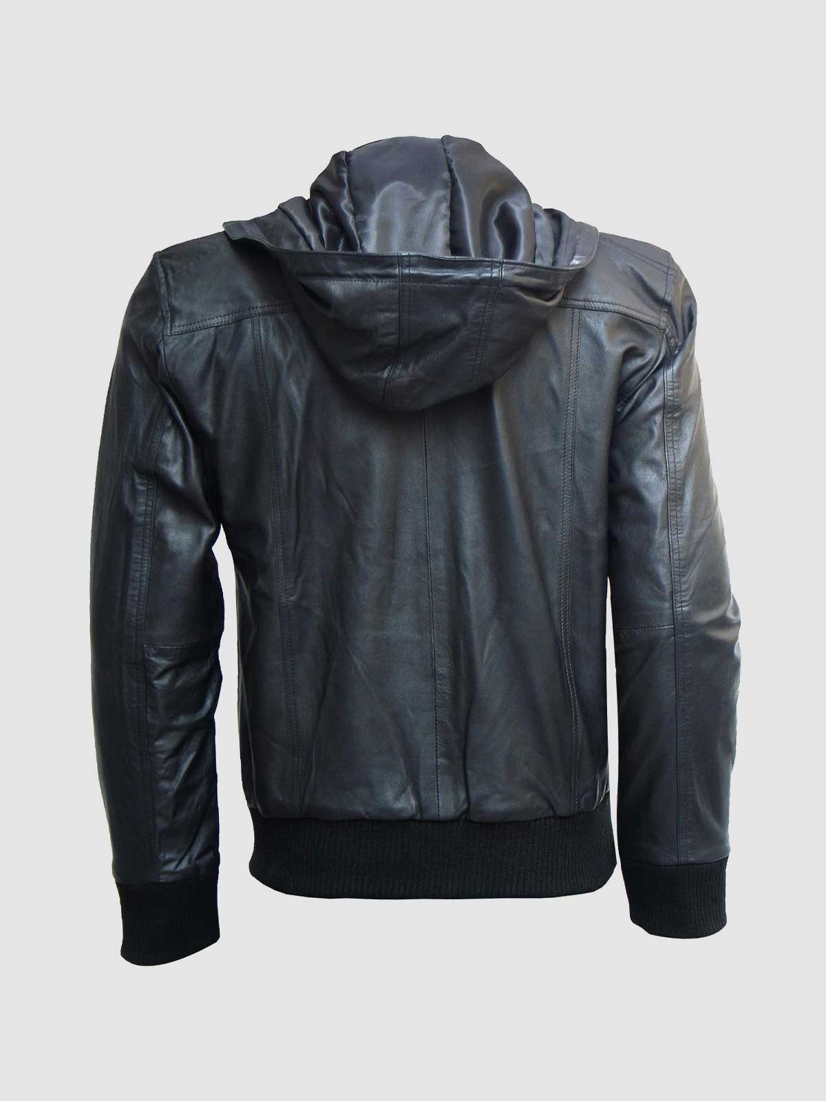 Men's Black Bomber Leather Jacket – Casual Streetwear Style