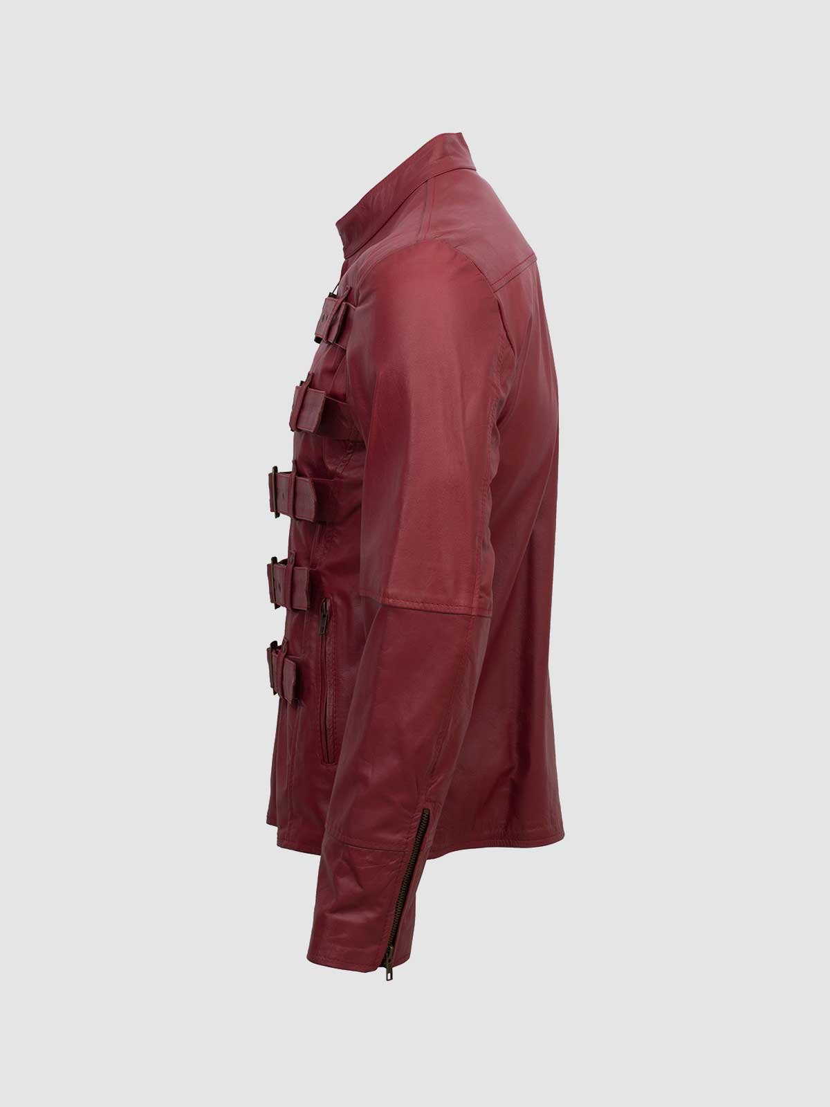 Men's Maroon Leather Jacket – Classic Casual Style