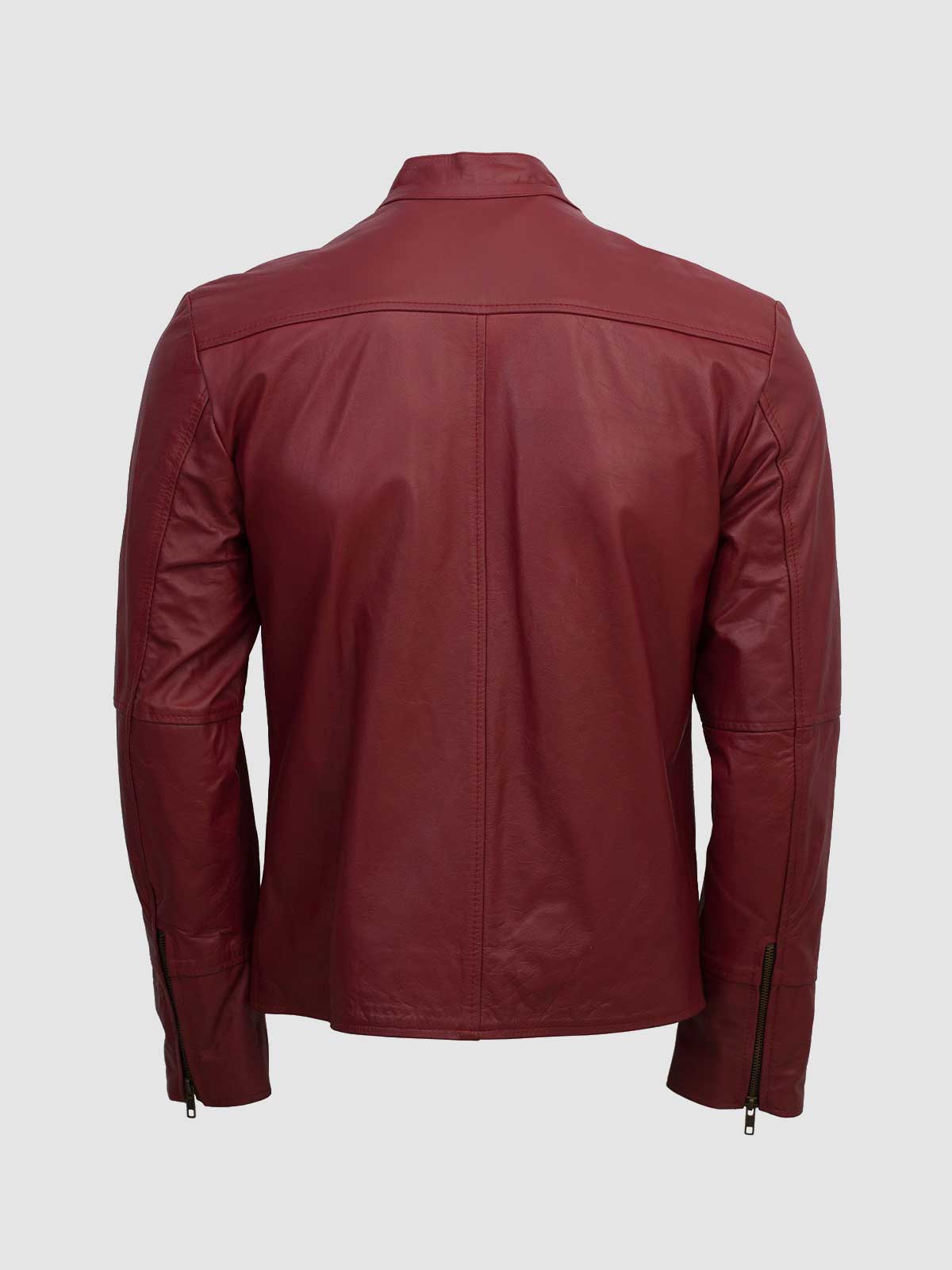 Men's Maroon Leather Jacket – Classic Casual Style
