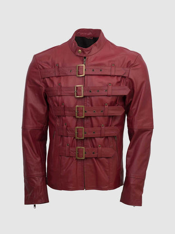 Men's Maroon Leather Jacket – Classic Casual Style