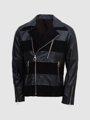 Men's Black Suede Leather Jacket – Casual Winter Style
