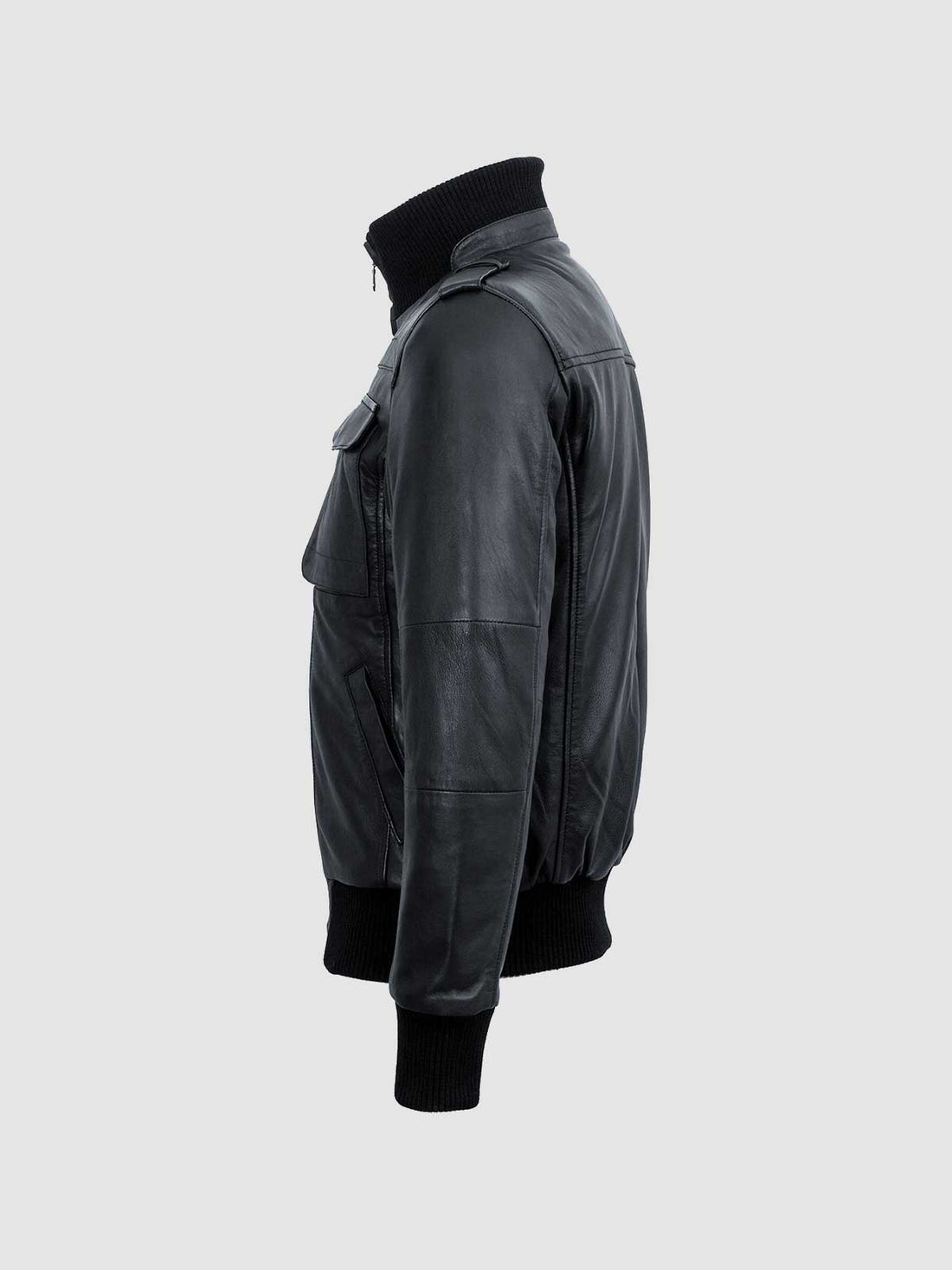 Men's Black Bomber Leather Jacket – Casual Streetwear Style