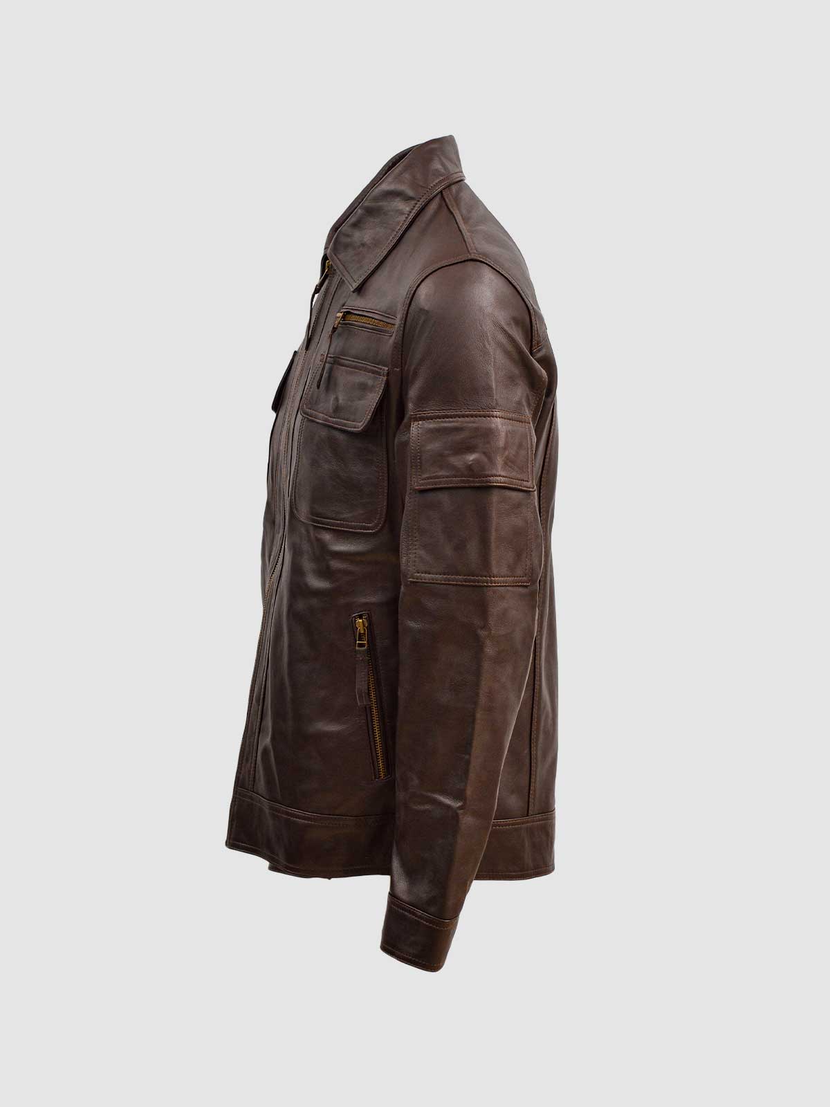 Men's Brown Leather Jacket – Classic Casual Style