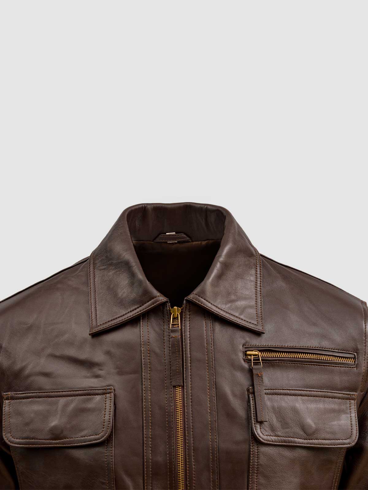 Men's Brown Leather Jacket – Classic Casual Style