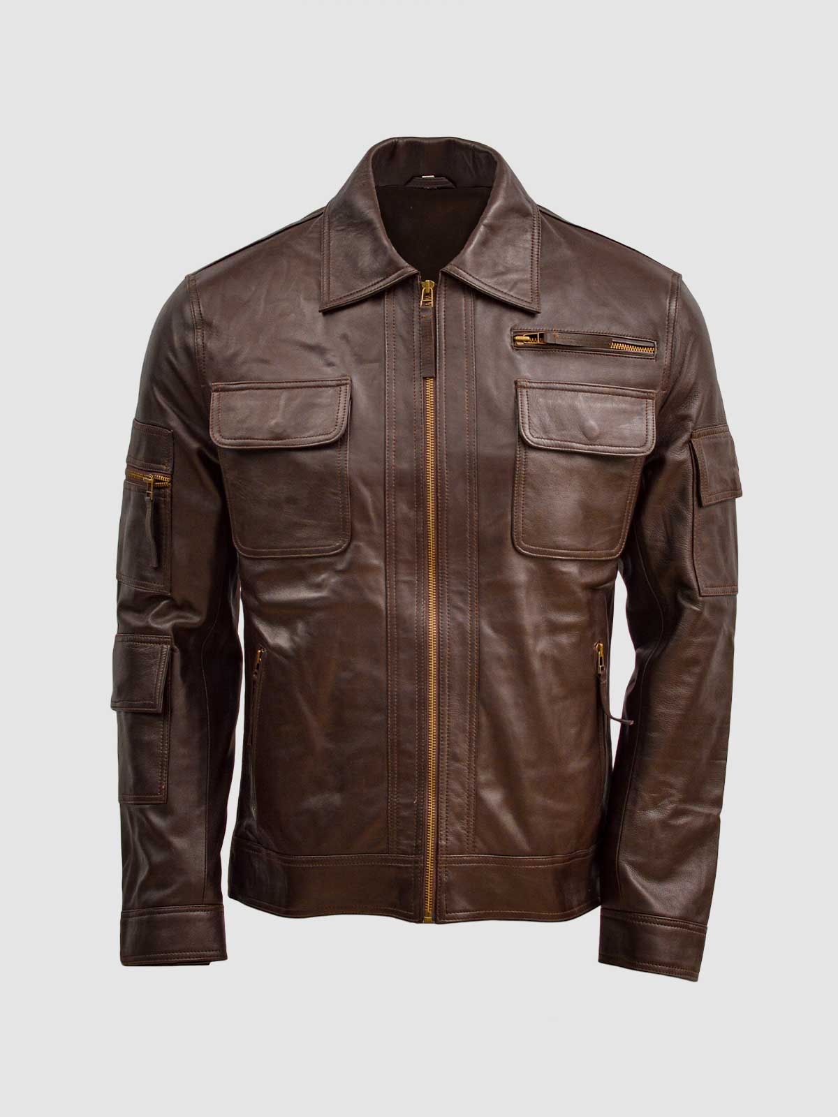 Men's Brown Leather Jacket – Classic Casual Style