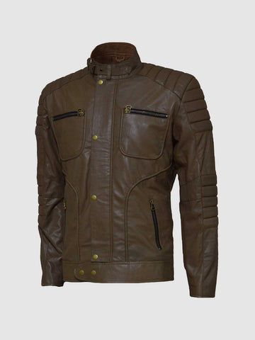 Men's Brown Biker Leather Jacket – Motorcycle Casual Style