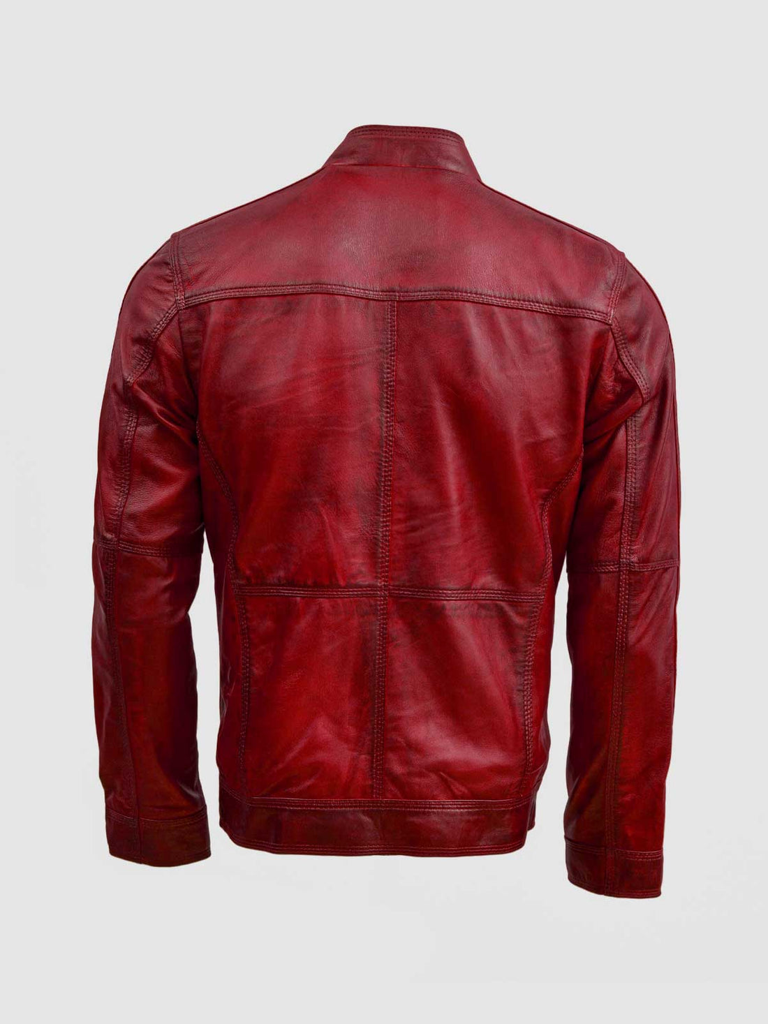Men's Burgundy Leather Jacket – Classic Casual Style