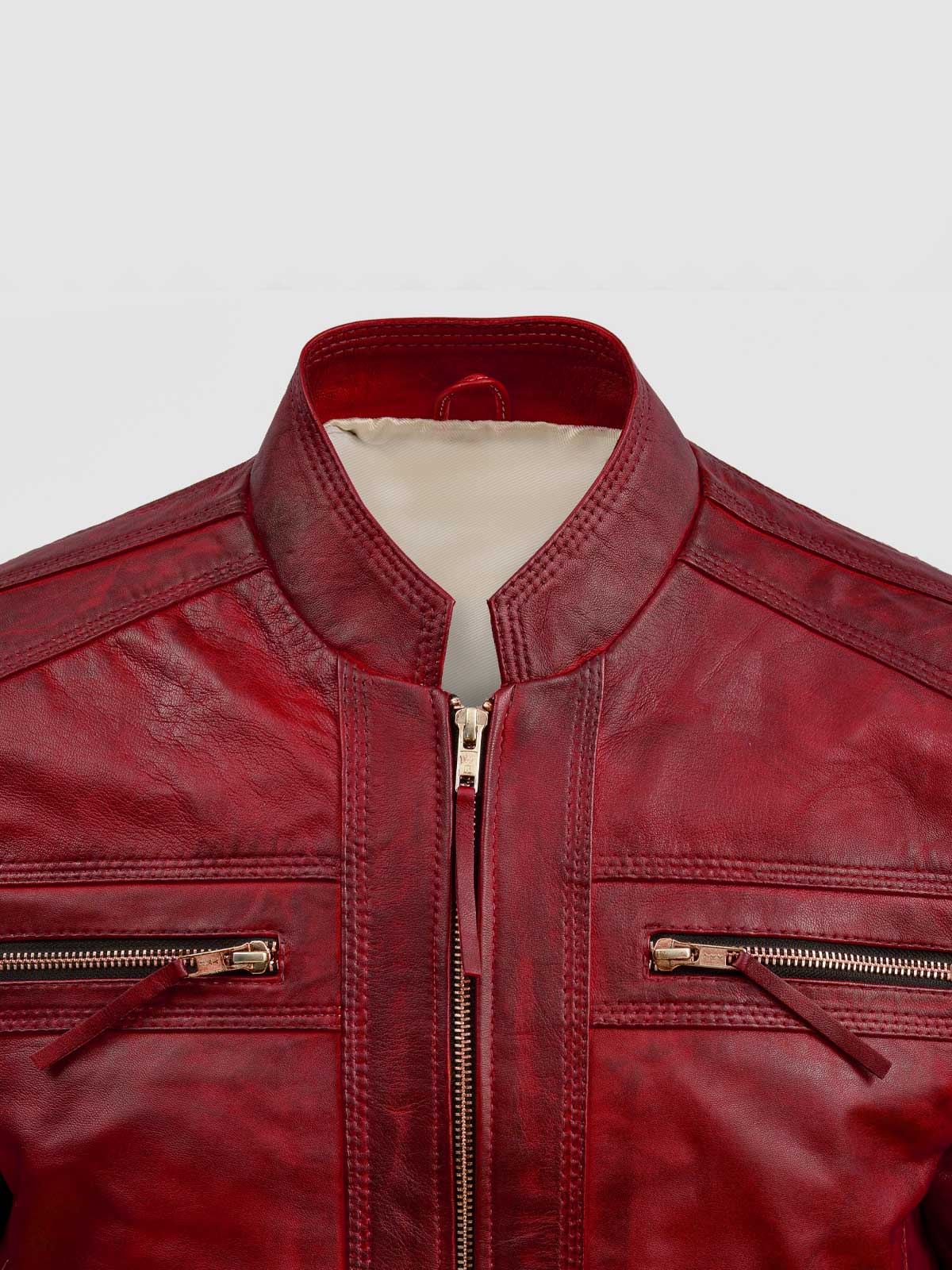 Men's Burgundy Leather Jacket – Classic Casual Style