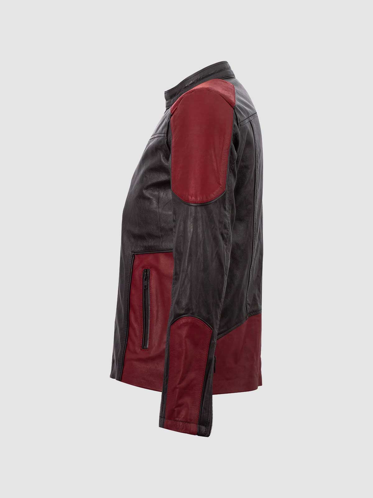 Men's Black & Maroon Cafe Racer Leather Jacket – Moto Casual Style