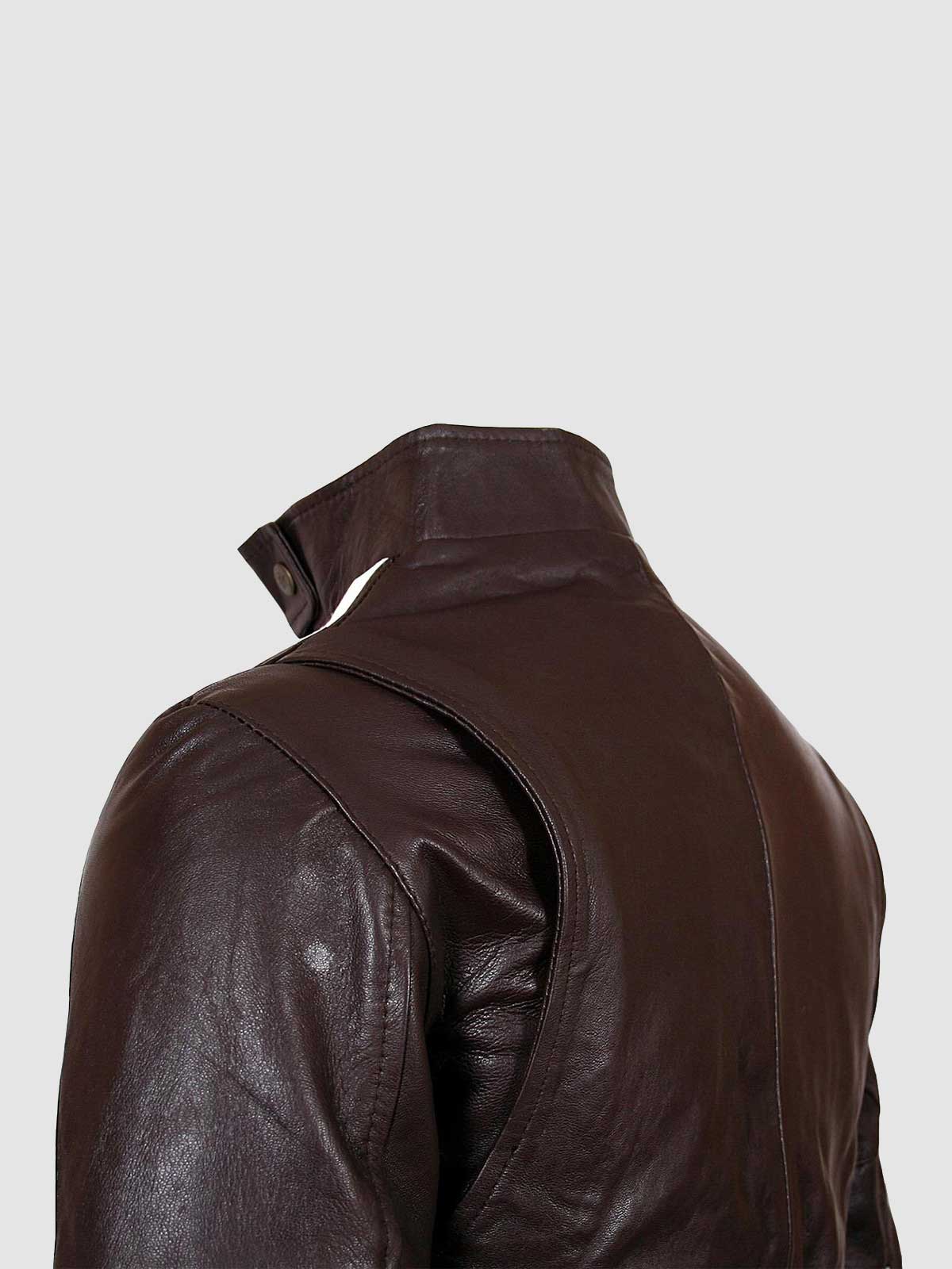 Men's Brown Quilted Leather Jacket – Slim Fit Winter Style