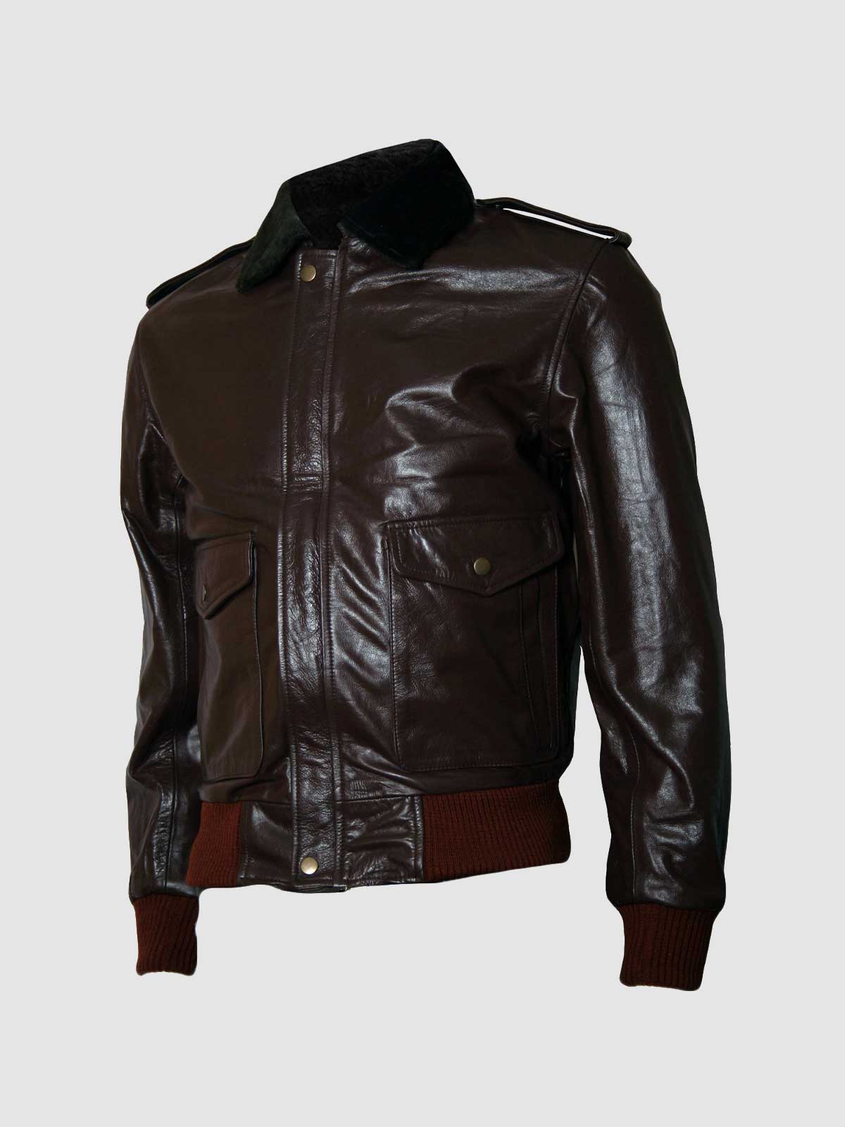 Men's Brown Bomber Leather Jacket – Casual Streetwear Style