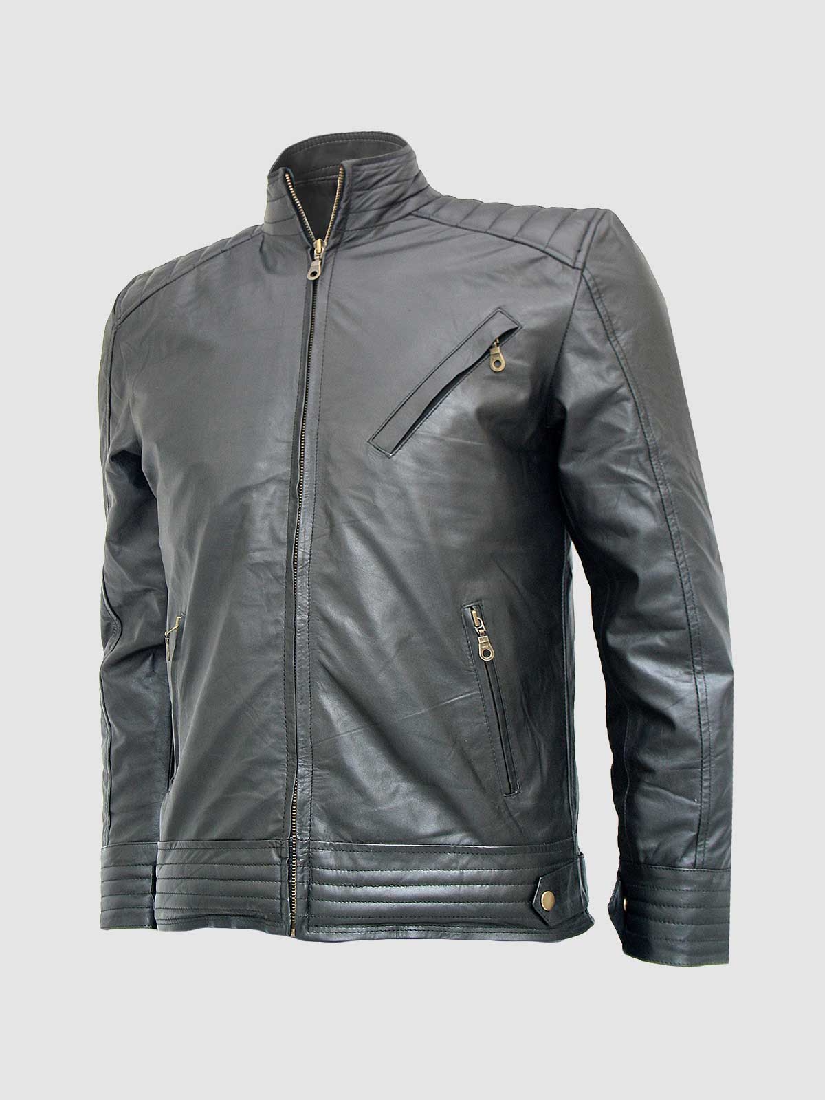 Men's Black Biker Leather Jacket – Motorcycle Casual Style
