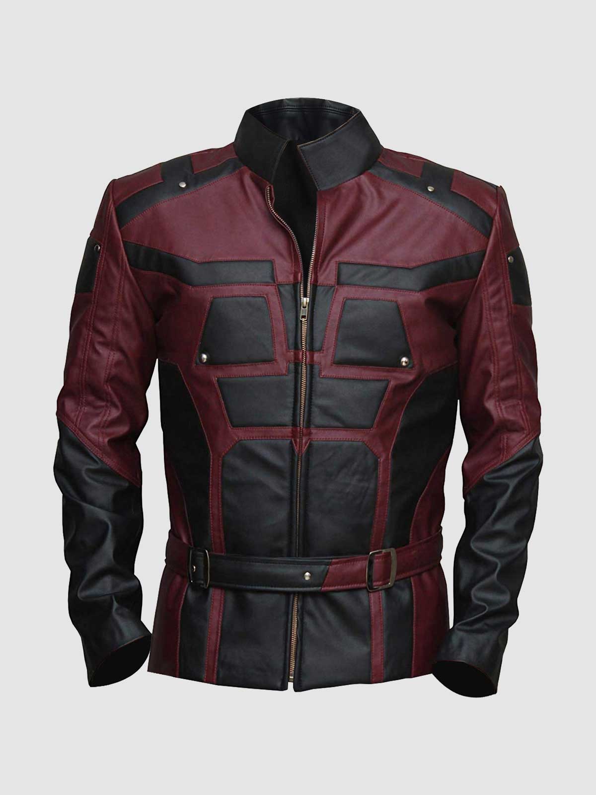 Men's Maroon & Black Cafe Racer Leather Jacket – Moto Casual Style