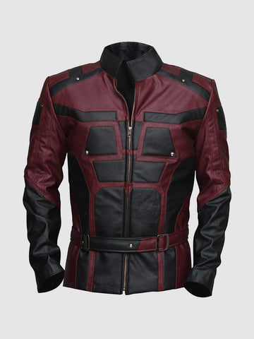 Men's Maroon & Black Cafe Racer Leather Jacket – Moto Casual Style