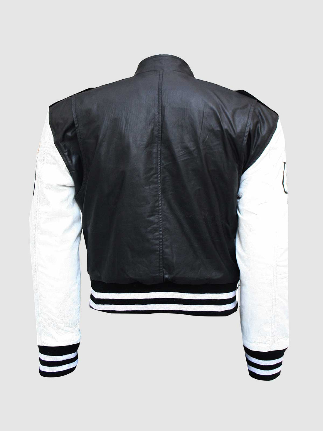 Men's Black & White Bomber Leather Jacket – Motorcycle Casual Style