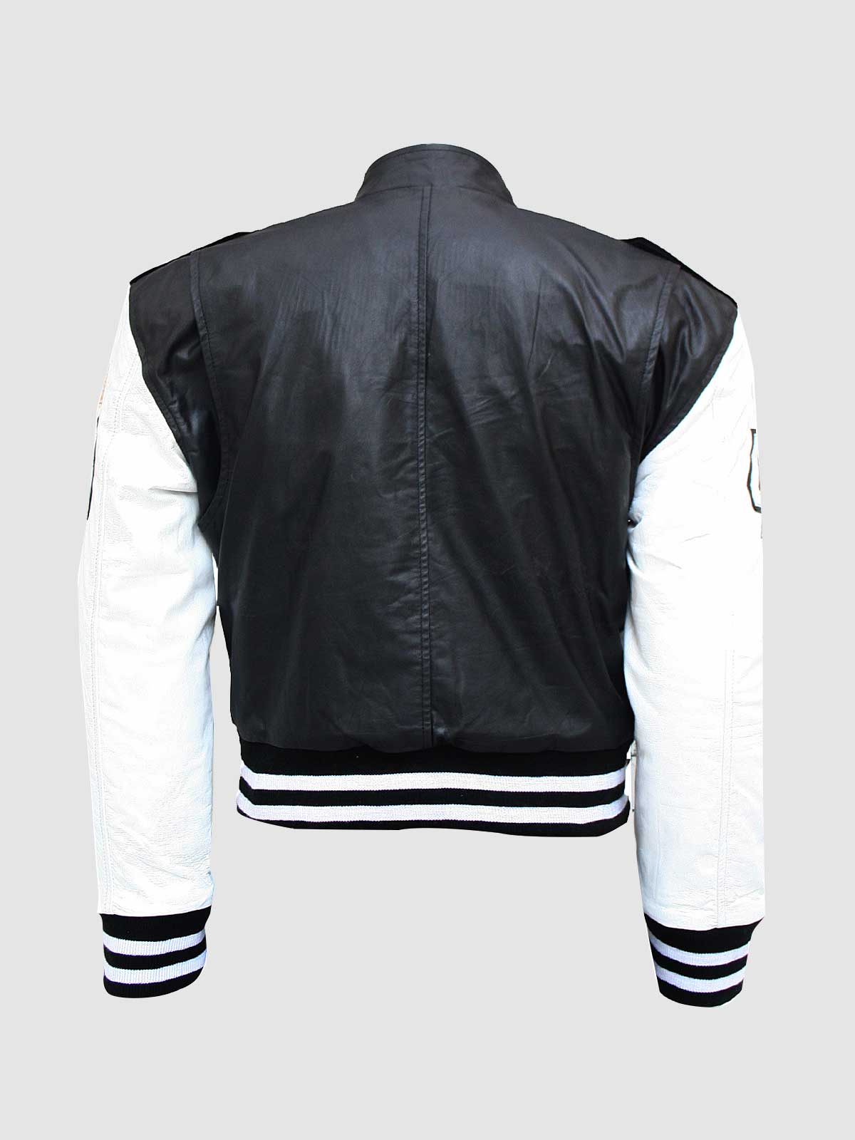 Men's Black & White Bomber Leather Jacket – Motorcycle Casual Style