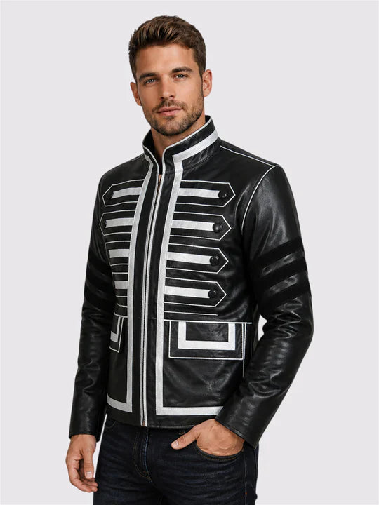 Men's Black Suede Leather Jacket – Casual Winter Style