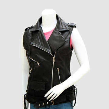 Women's Black Biker Leather Jacket – Motorcycle Casual Style