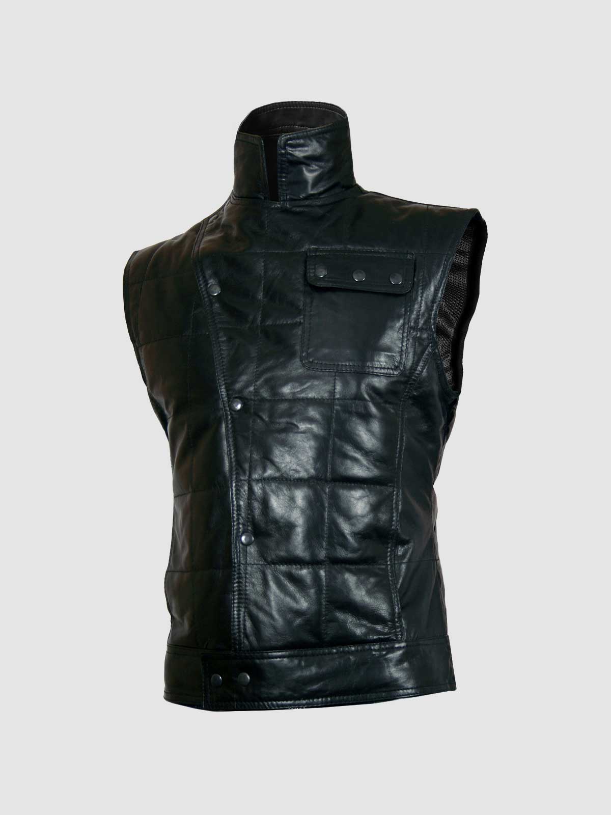 Men's Black Quilted Leather Jacket – Slim Fit Winter Style