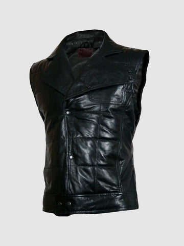 Men's Black Quilted Leather Jacket – Slim Fit Winter Style
