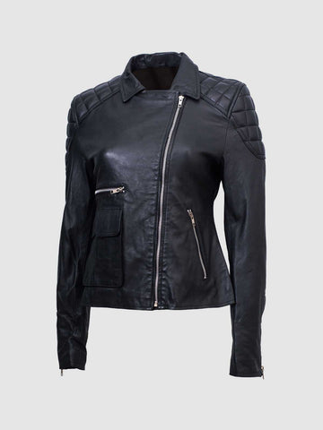 Women's Black Biker Leather Jacket – Motorcycle Casual Style