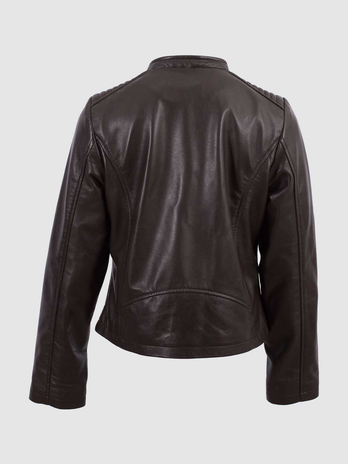 Women's Brown Leather Jacket – Classic Casual Style