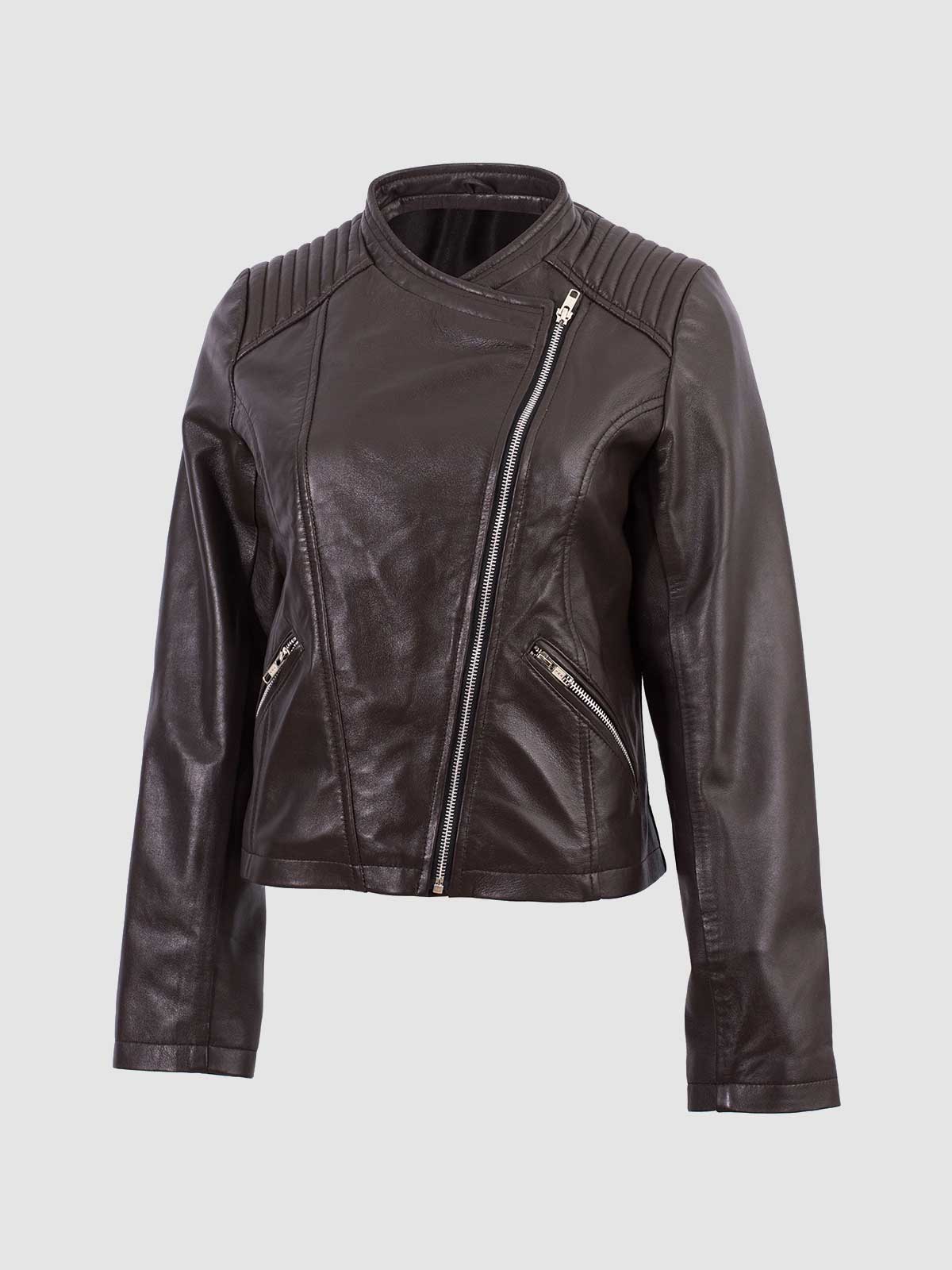 Women's Brown Leather Jacket – Classic Casual Style