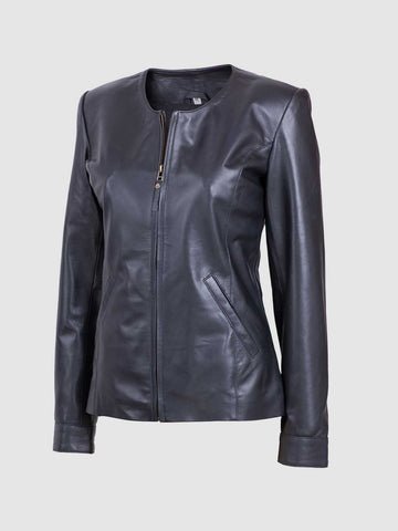 Women's Black Leather Jacket – Classic Casual Style