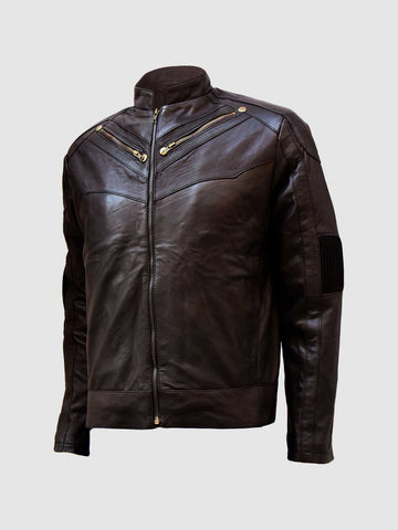 Men's Brown Leather Jacket – Classic Casual Style
