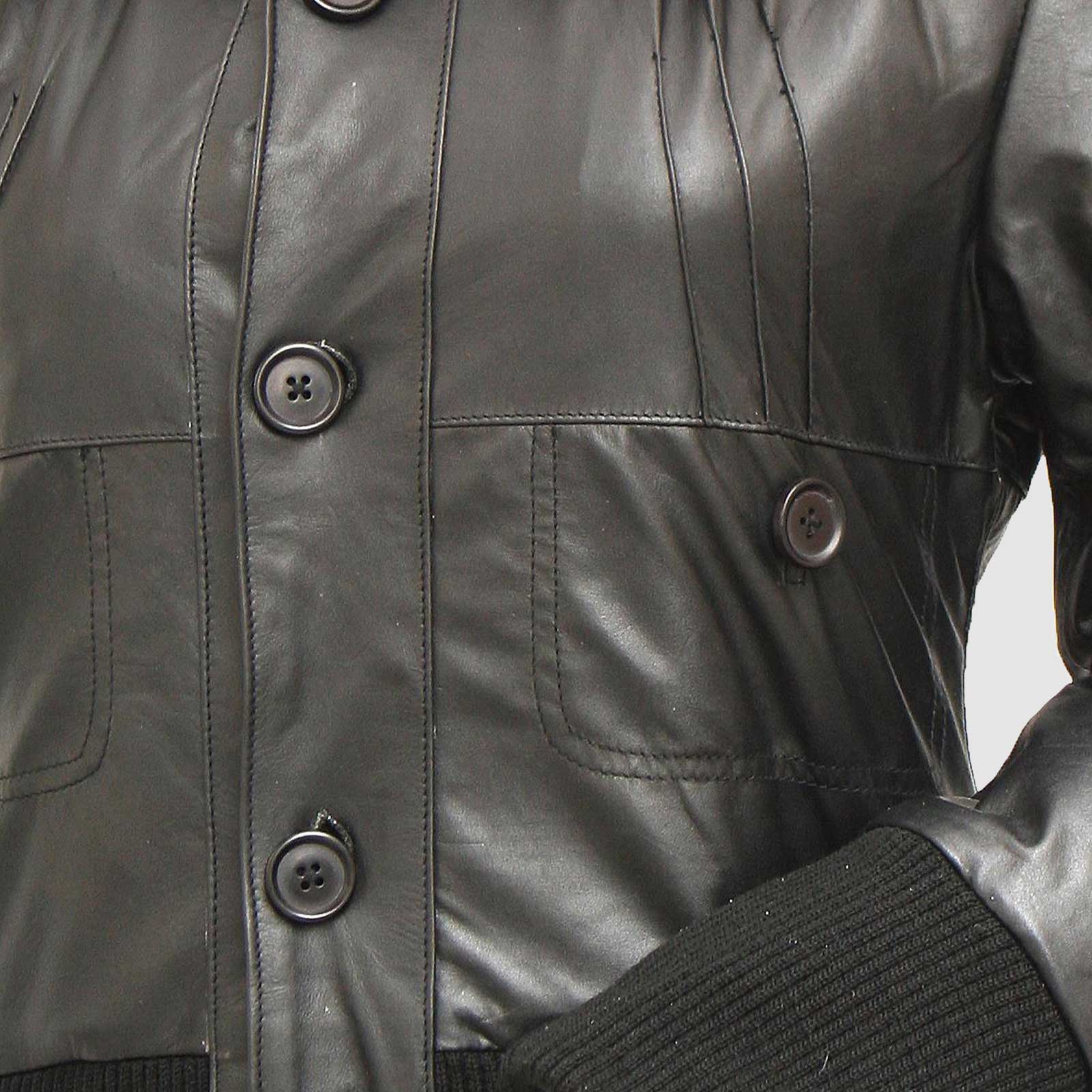 Women's Black Bomber Leather Jacket – Casual Streetwear Style
