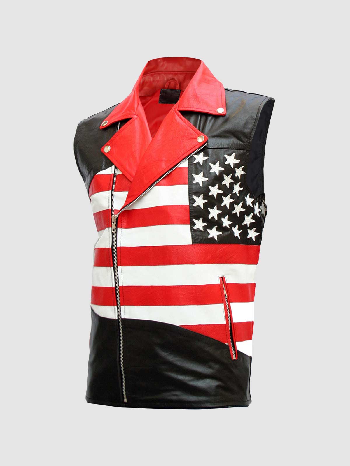Men's American Flag Biker Leather Vest – Motorcycle Casual Style