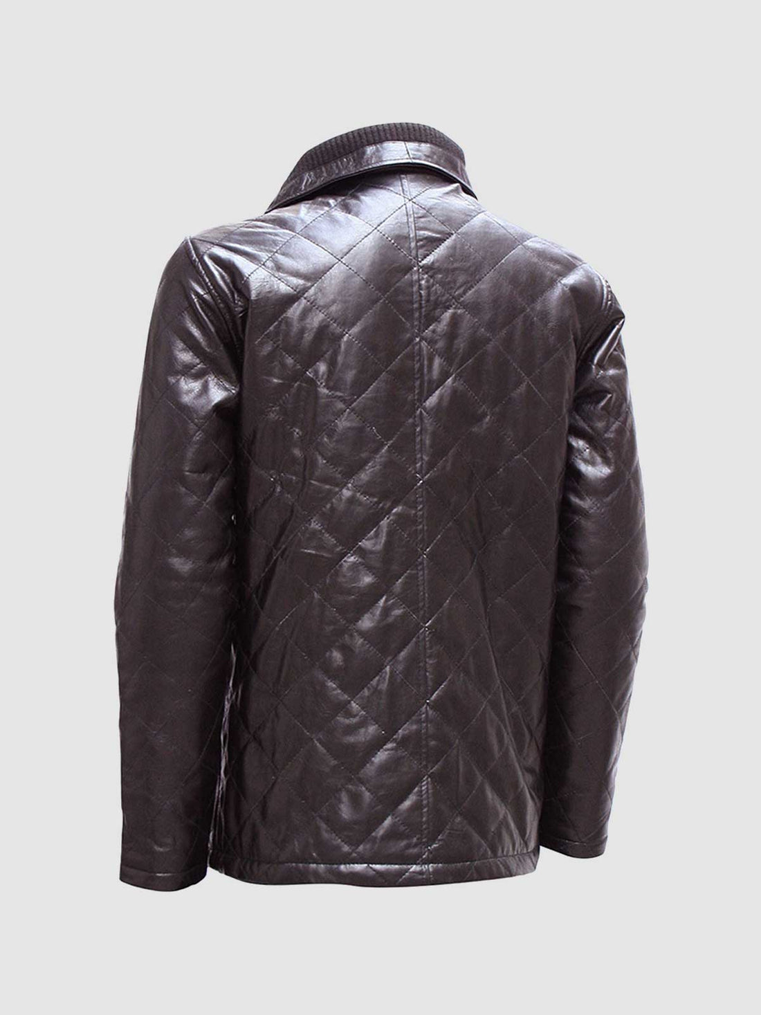 Men's Brown Quilted Leather Jacket – Slim Fit Winter Style