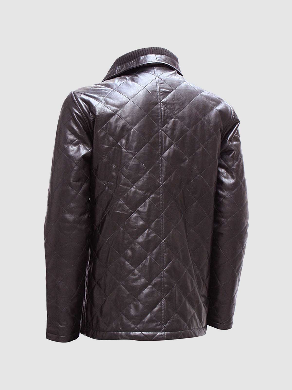 Men's Brown Quilted Leather Jacket – Slim Fit Winter Style