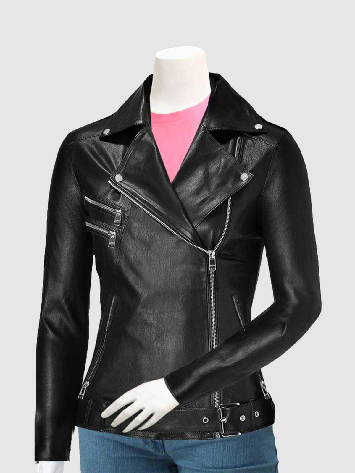 Women's Black Biker Leather Jacket – Motorcycle Casual Style