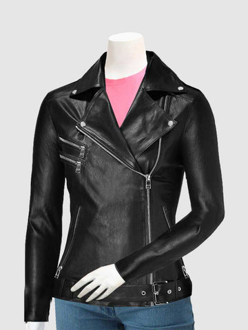 Women's Black Biker Leather Jacket – Motorcycle Casual Style