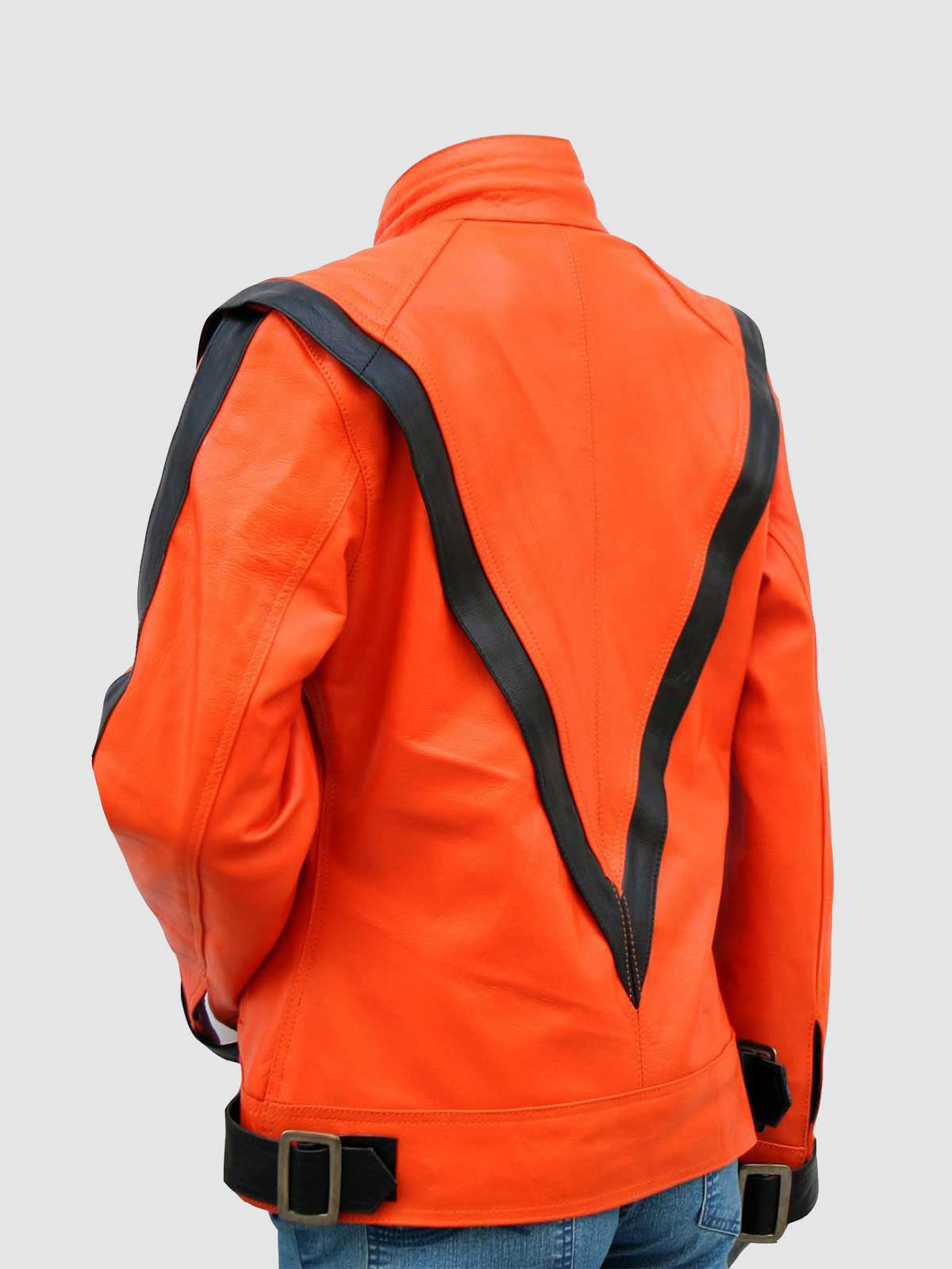 Women's Orange Biker Leather Jacket – Motorcycle Celebrity Style