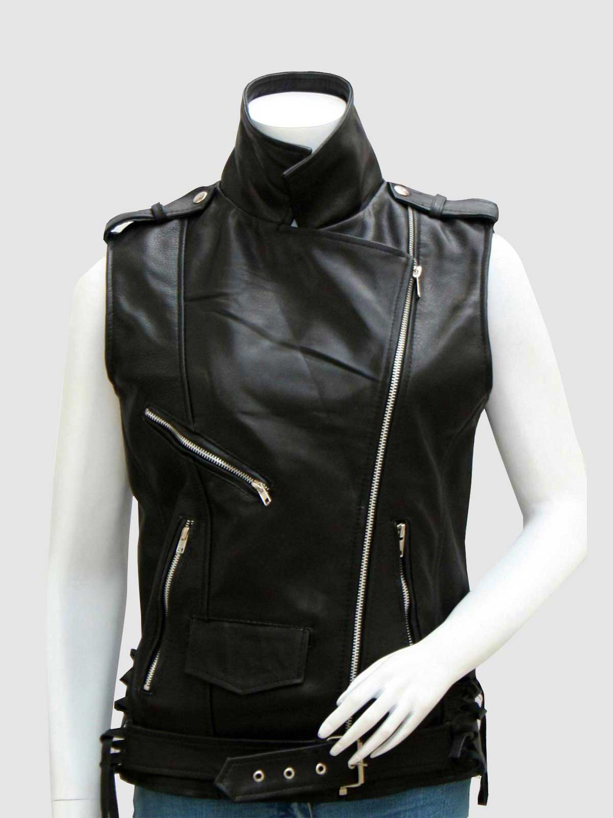 Women's Black Biker Leather Jacket – Motorcycle Casual Style