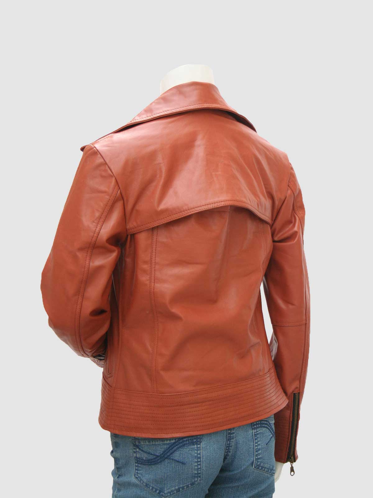 Women's Tan Biker Leather Jacket – Motorcycle Casual Style