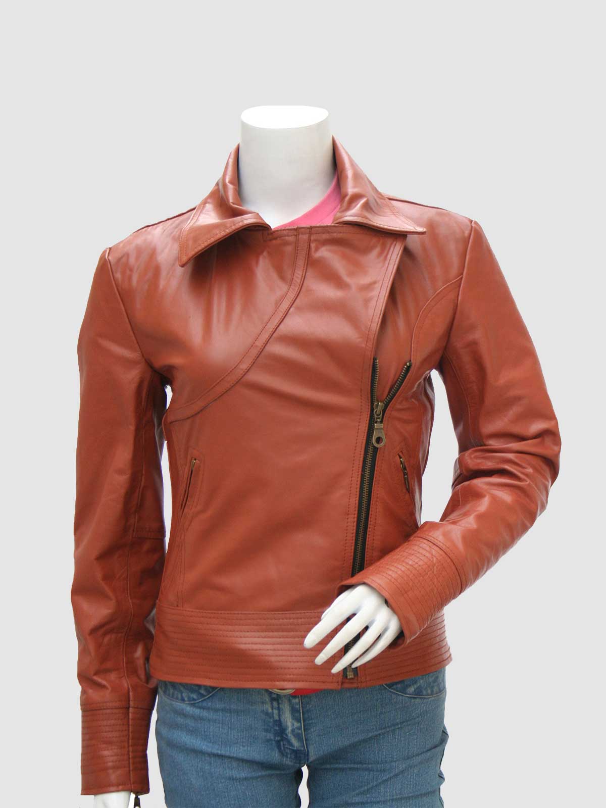 Women's Tan Biker Leather Jacket – Motorcycle Casual Style