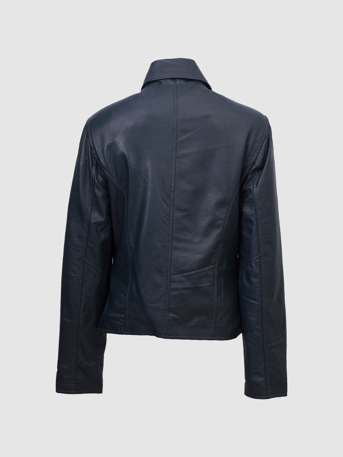 Women's Blue Leather Jacket – Classic Casual Style