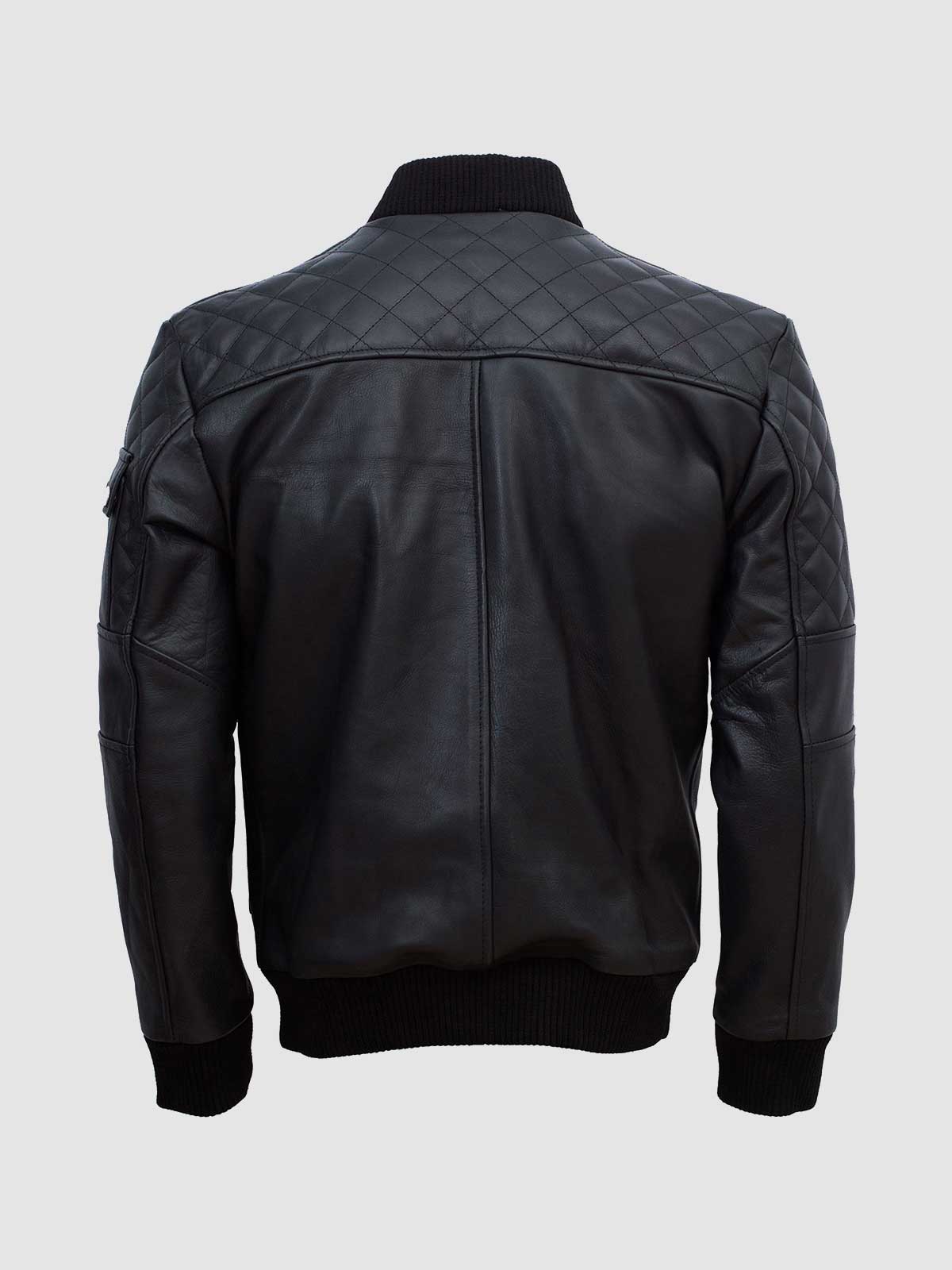 Men's Black Bomber Leather Jacket – Casual Streetwear Style