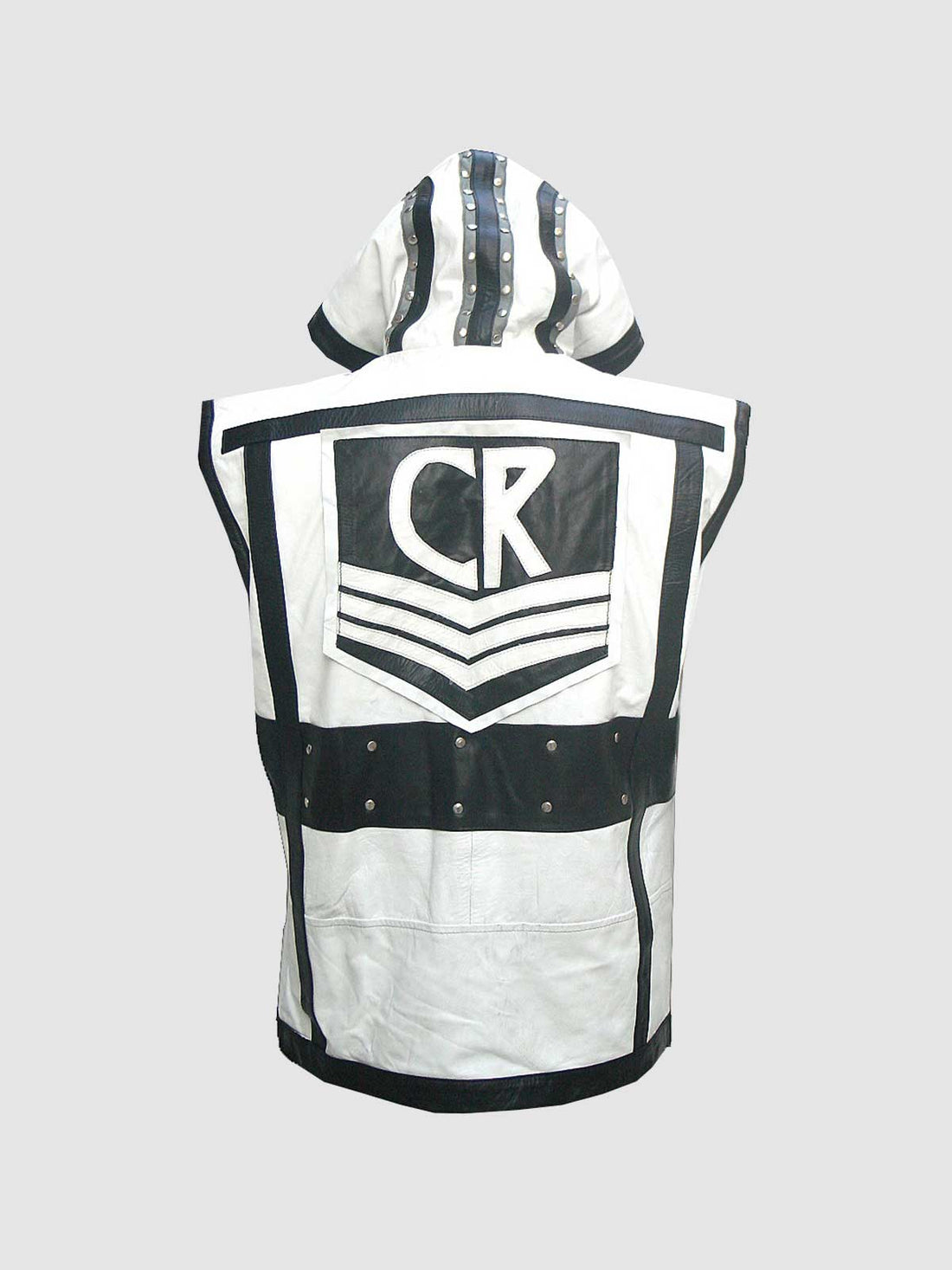 Men's Black & White Leather Vest – Classic Casual Style