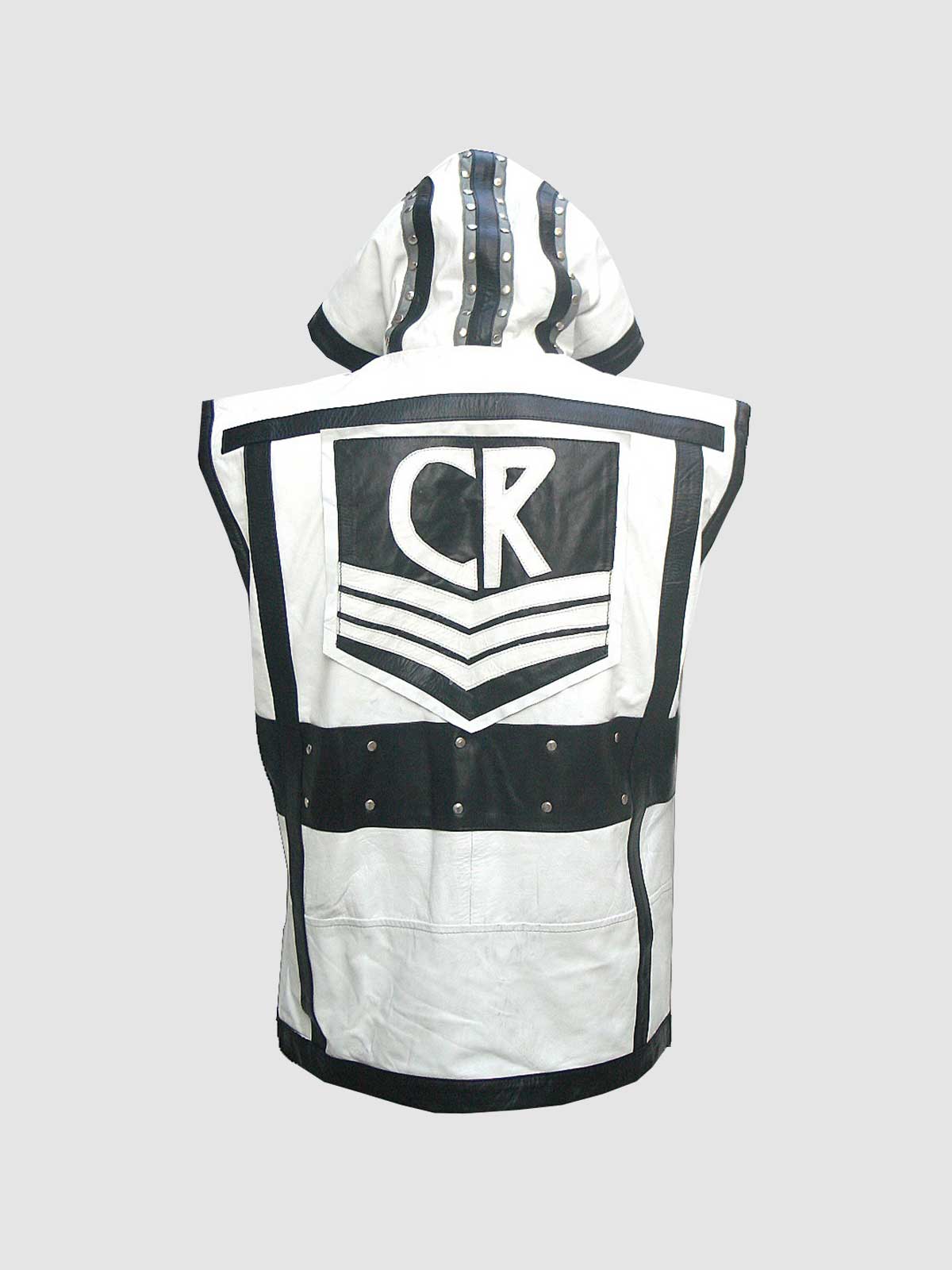 Men's Black & White Leather Vest – Classic Casual Style